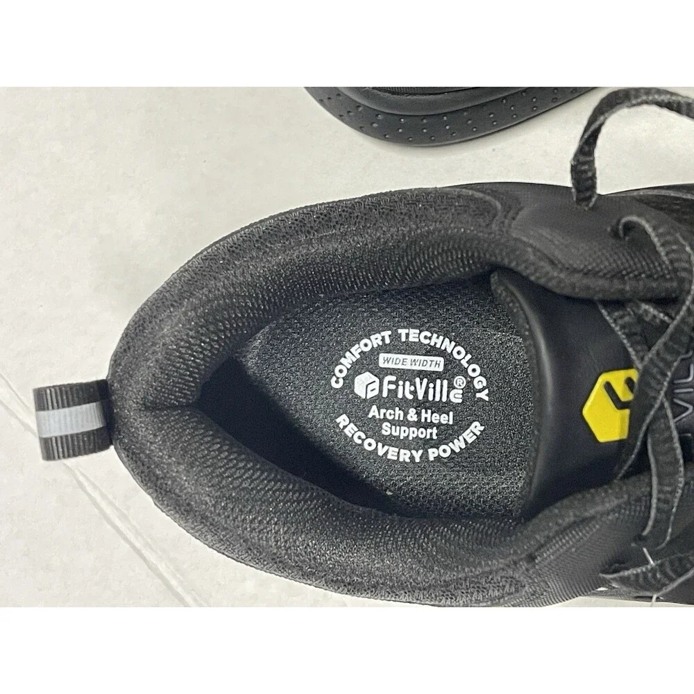 FitVille 9EW Men's  Black Low-top SteelCore Tip Work Shoes New With Tags No Box